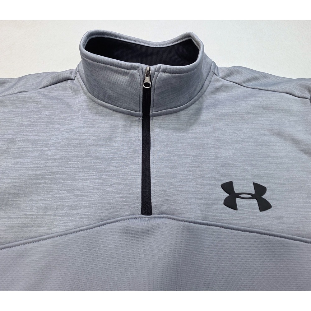 Under‎ Armour Pullover Mens L Black Gray 1/4 Zip Jacket Sweater ColdGear